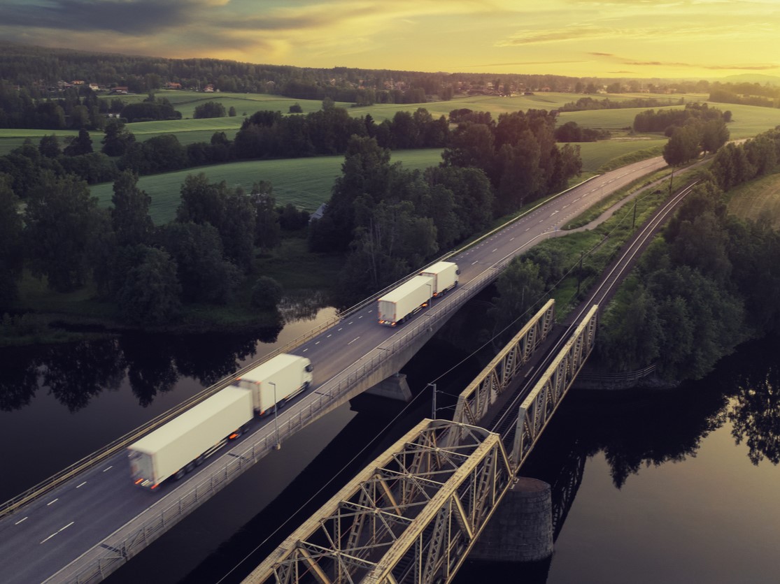 truck driving on highway