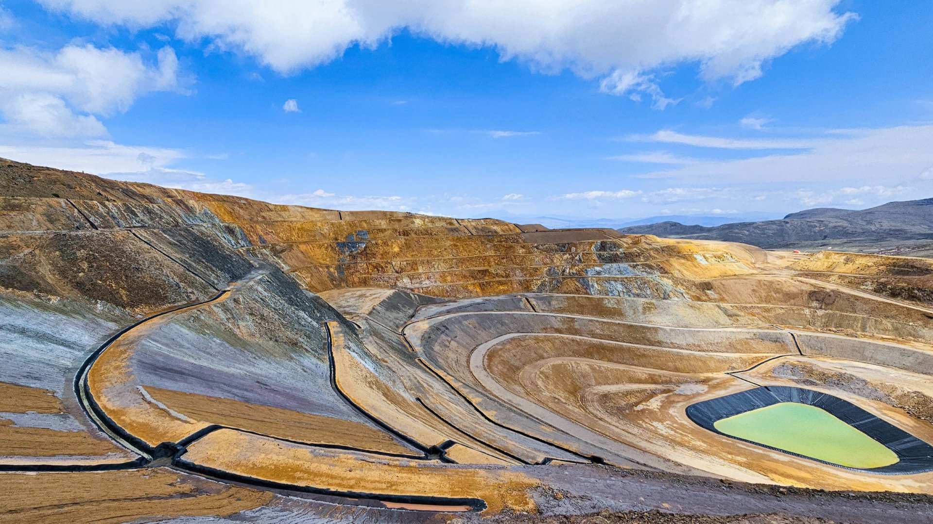 gold mine in nevada with blue sky