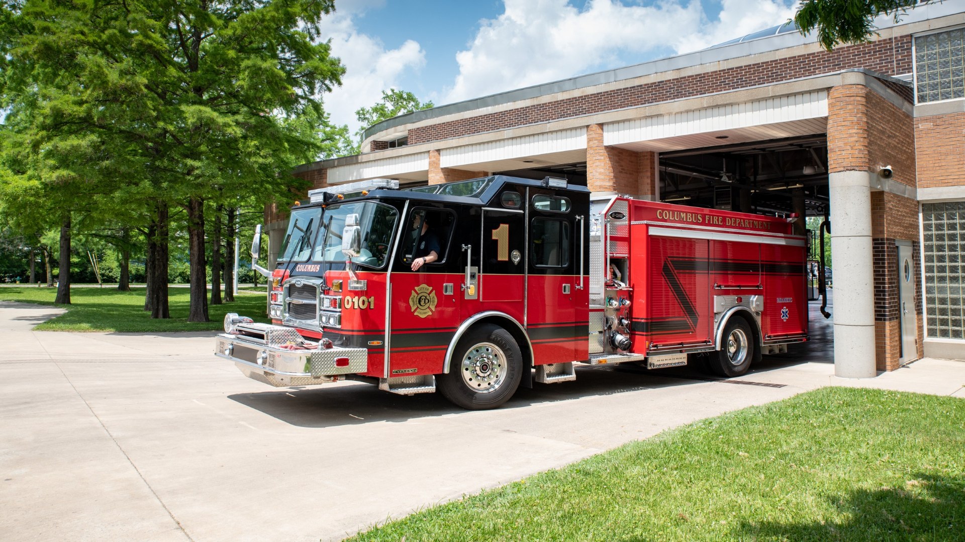 fire truck at fire station