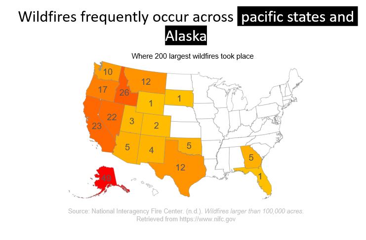 Wildfires by state across the U.S.