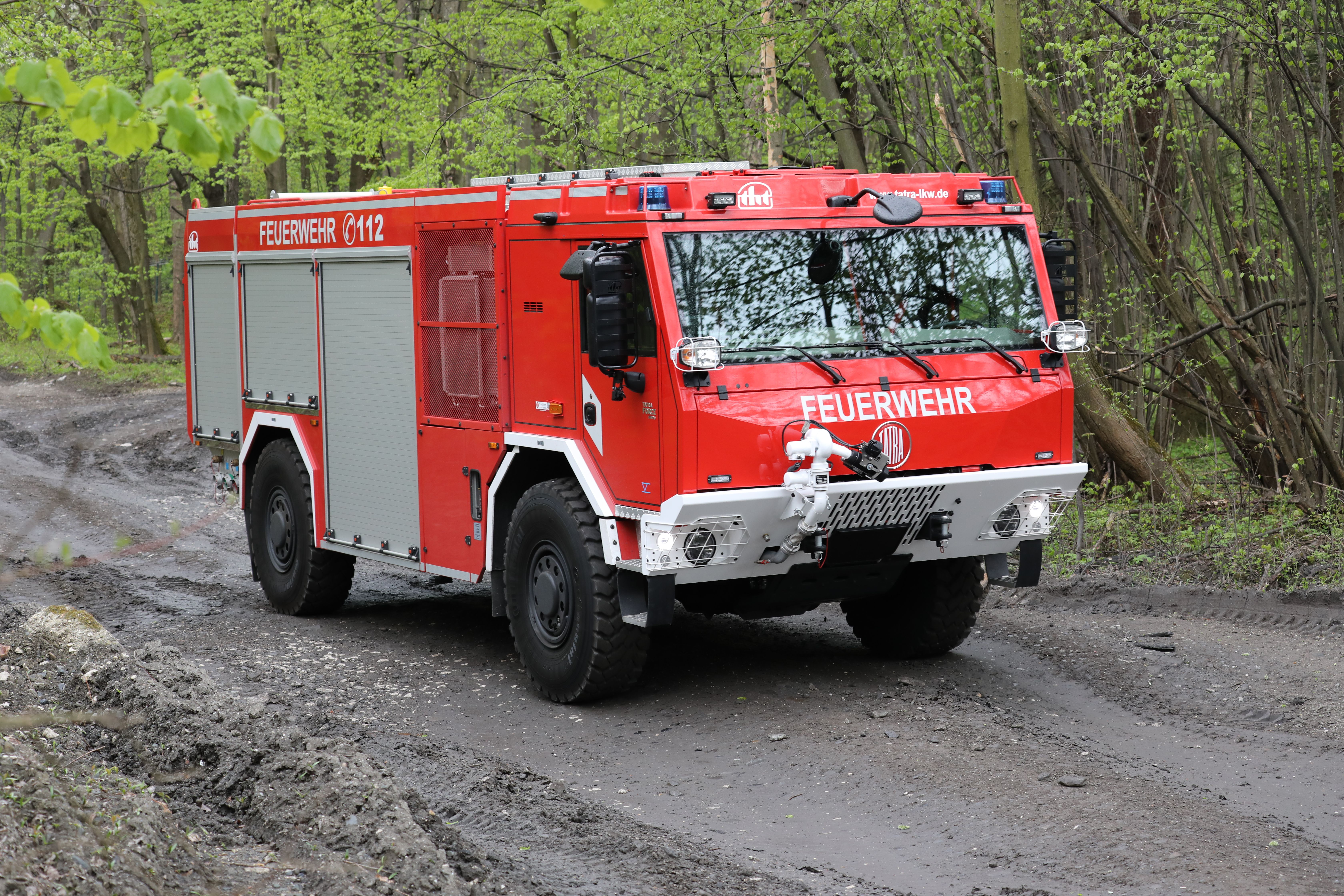 Tatra forest fire truck in action