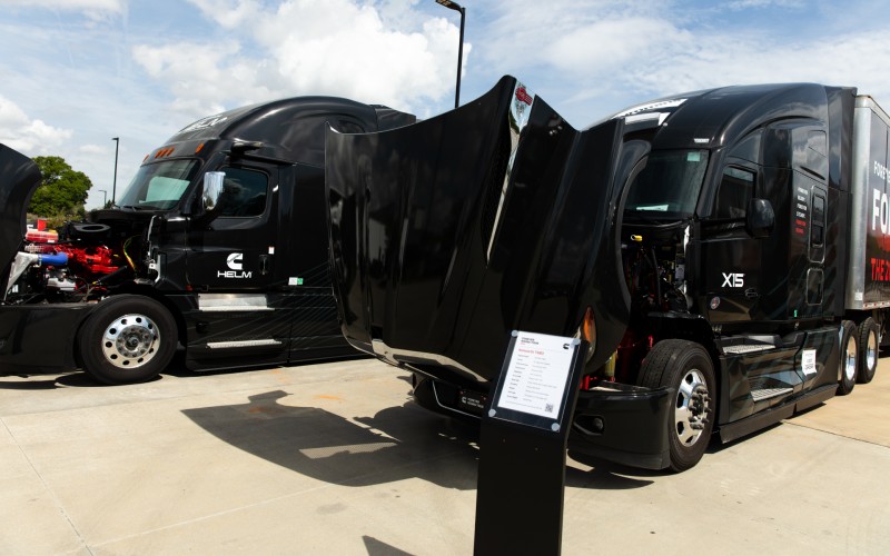 Cummins branded trucks parked together