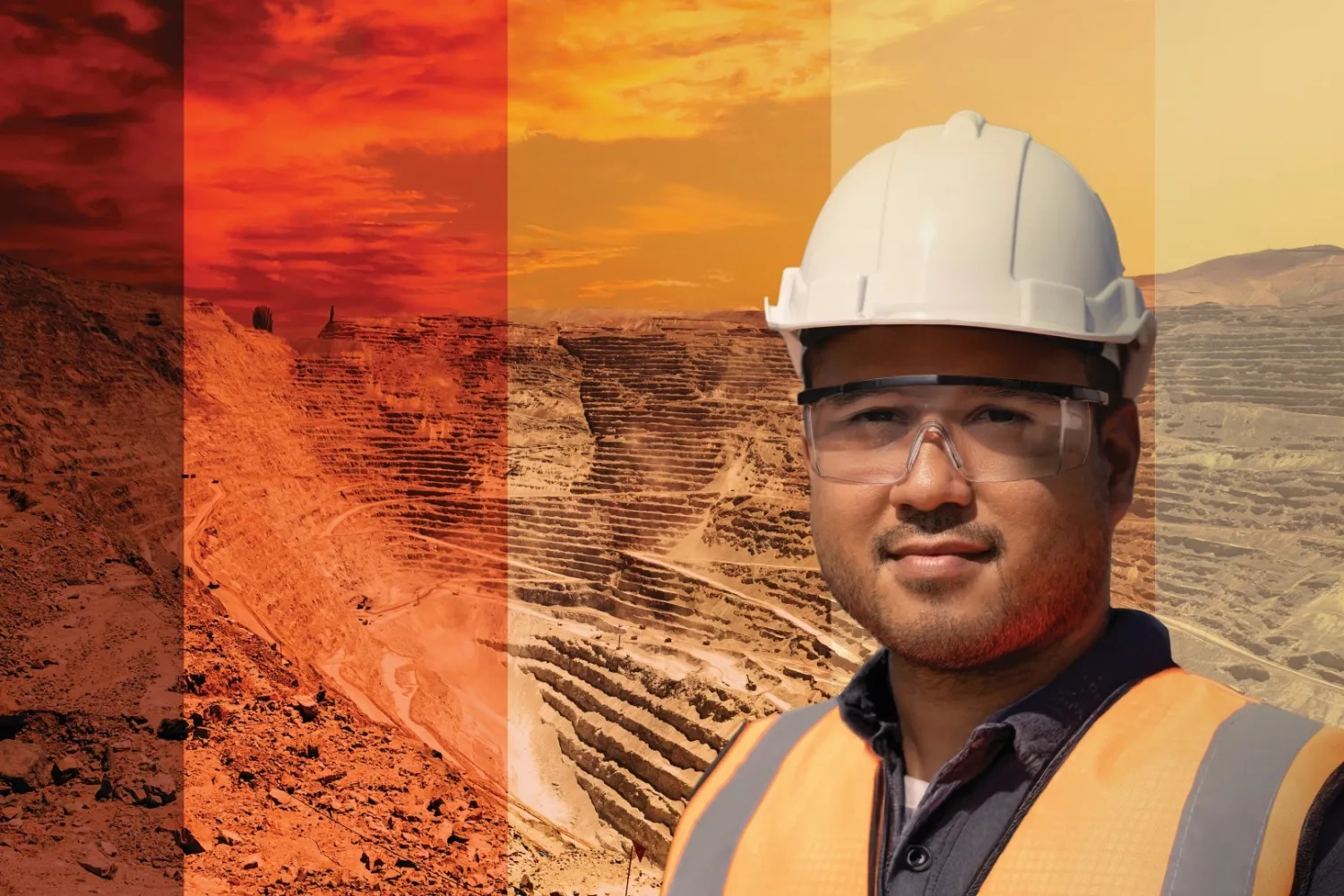 Mining worker with a gradient background