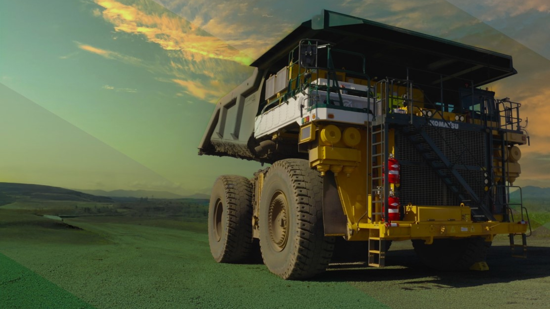 Mining Dump truck parked on a gravel road