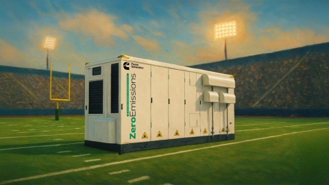 battery energy storage system container on football field