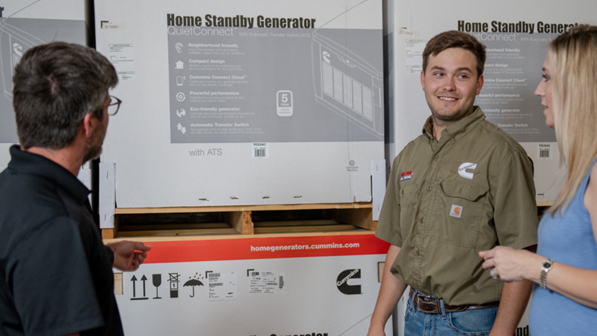 Cummins dealer discussing home generator
