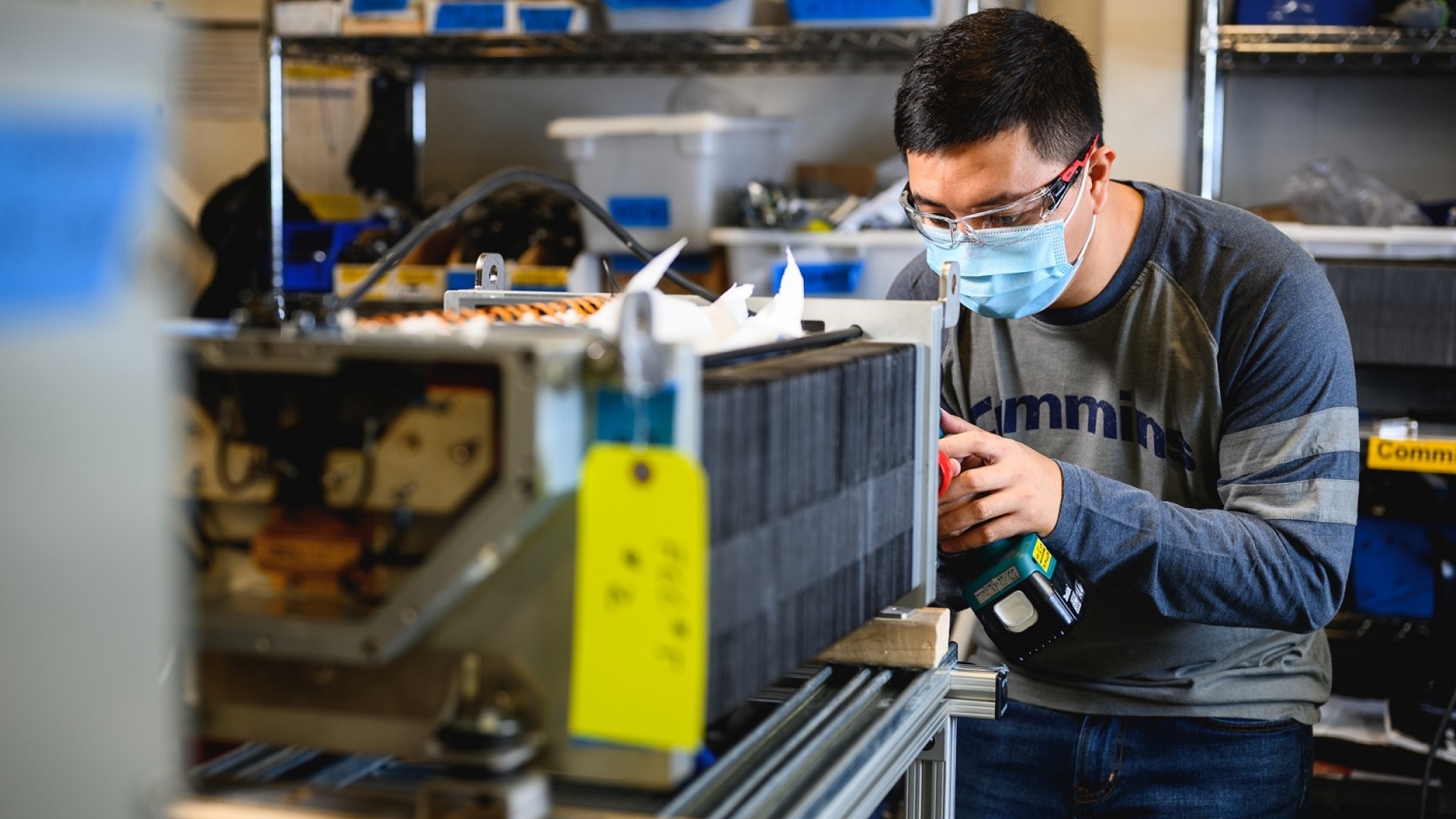A Cummins employee works at the company’s Fuel Cell & Hydrogen Technology Campus in Mississauga, Ontario (Canada).