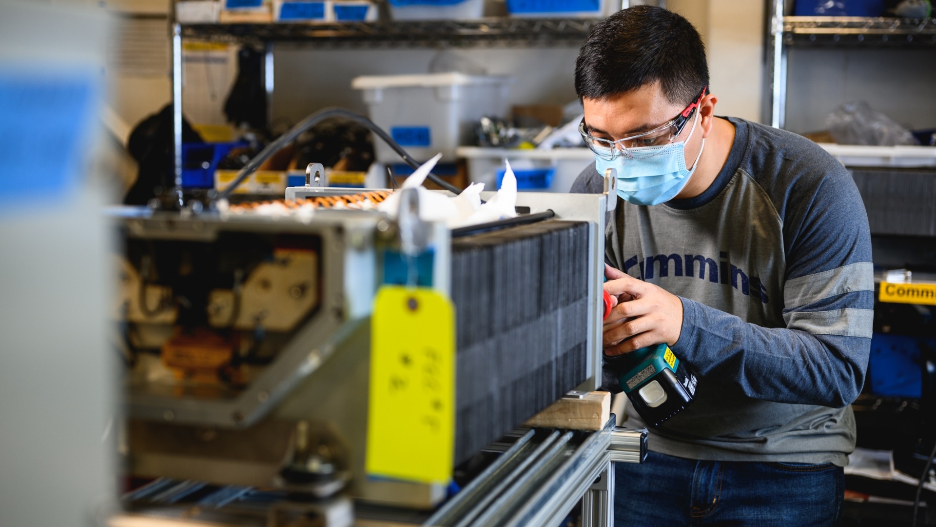 An employee works at the Cummins Fuel Cell & Hydrogen Technology campus in Mississauga, Ontario (Canada).