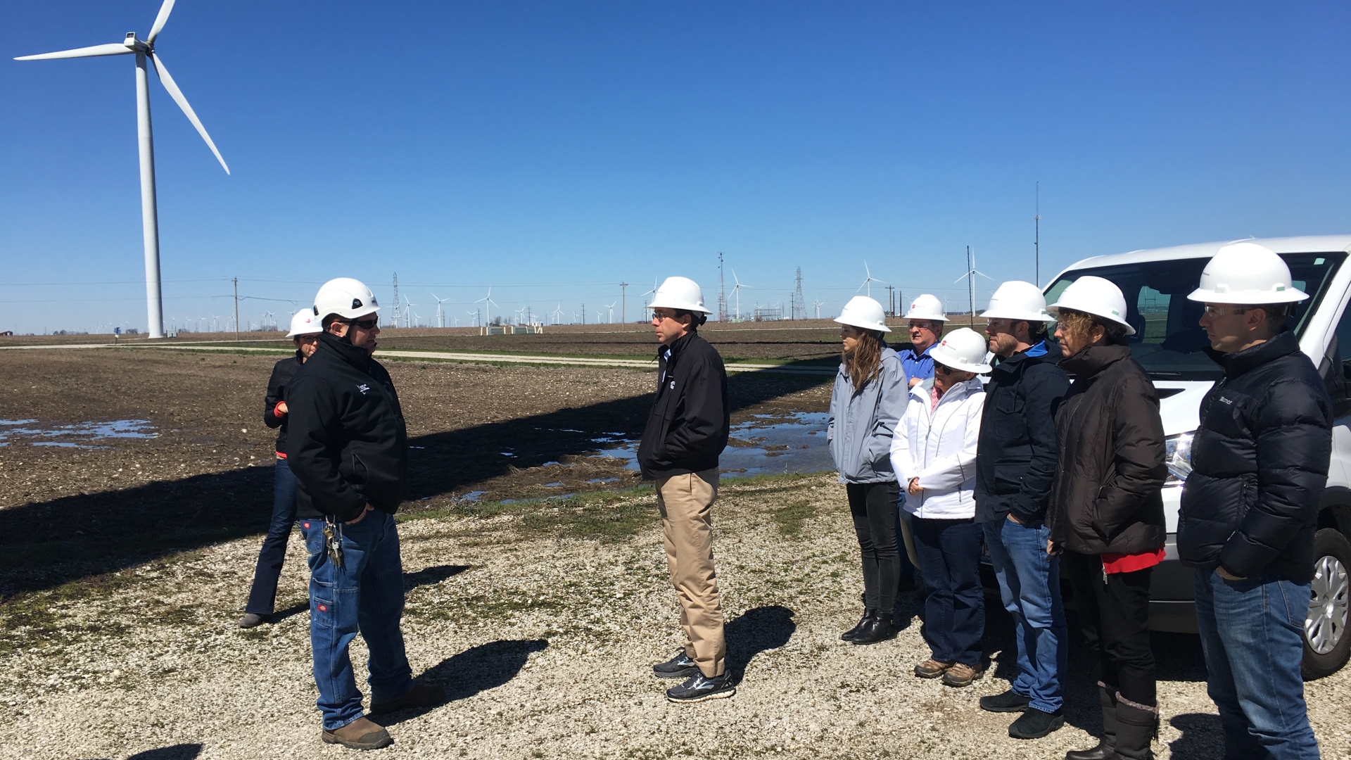 Cummins leaders meet with EDP Renewables officials at Meadow Lake Farm in northwest Indiana earlier in 2017.