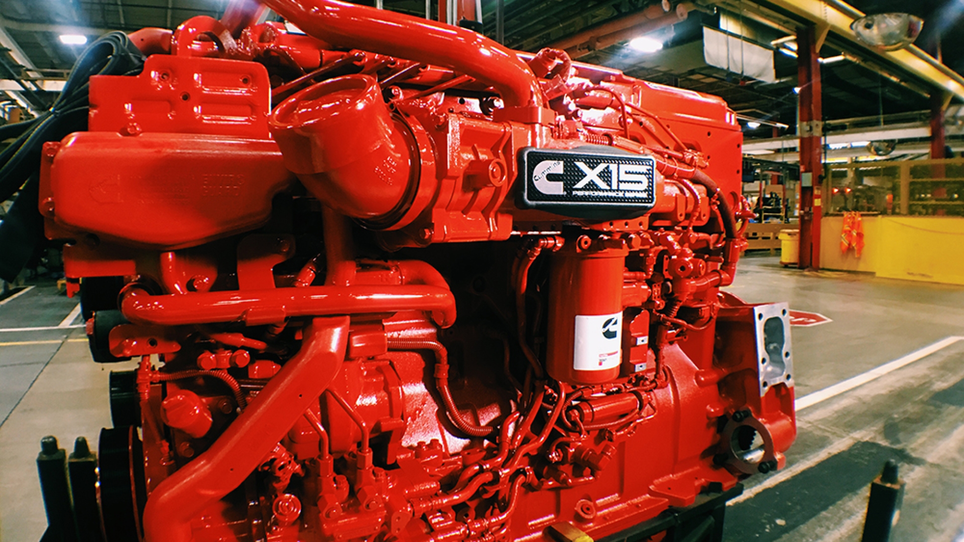 A new Cummins X15 engine rolls off the assembly line at the company’s Jamestown Engine Plant in Jamestown, New York (U.S.A.) in 2017.
