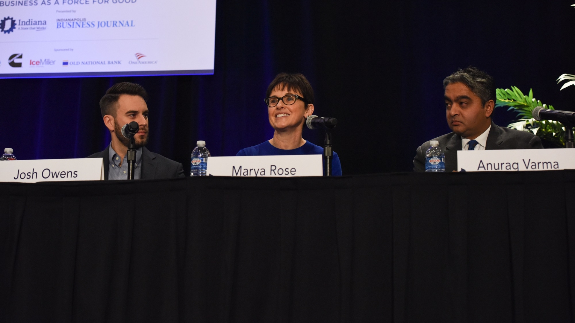 Chief Administrative Officer Marya Rose participates in a panel discussion on ways business can be a force for good (photo courtesy of the Indianapolis Business Journal). Chief Administrative Officer Marya Rose participates in a panel discussion on ways business can be a force for good (photos courtesy of the Indianapolis Business Journal).