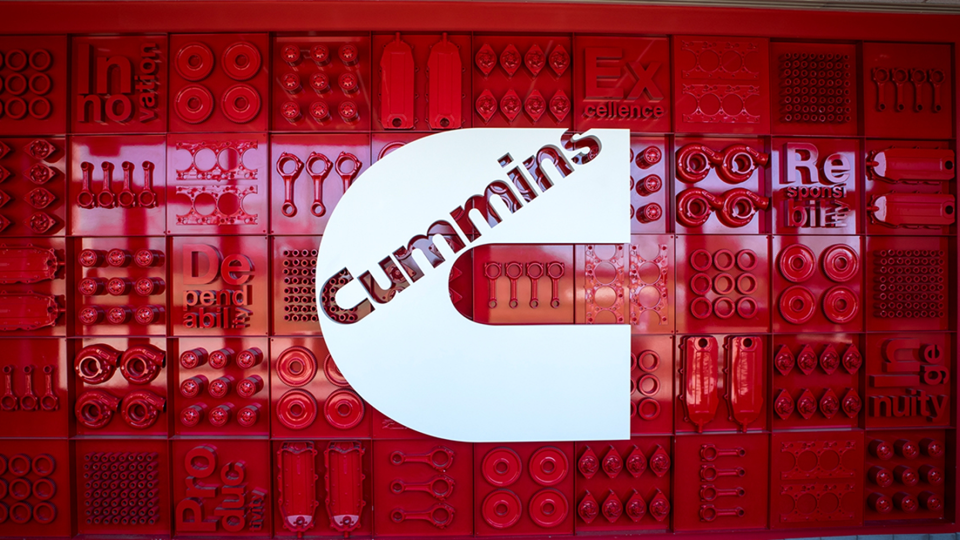Cummins logo on wall at facility