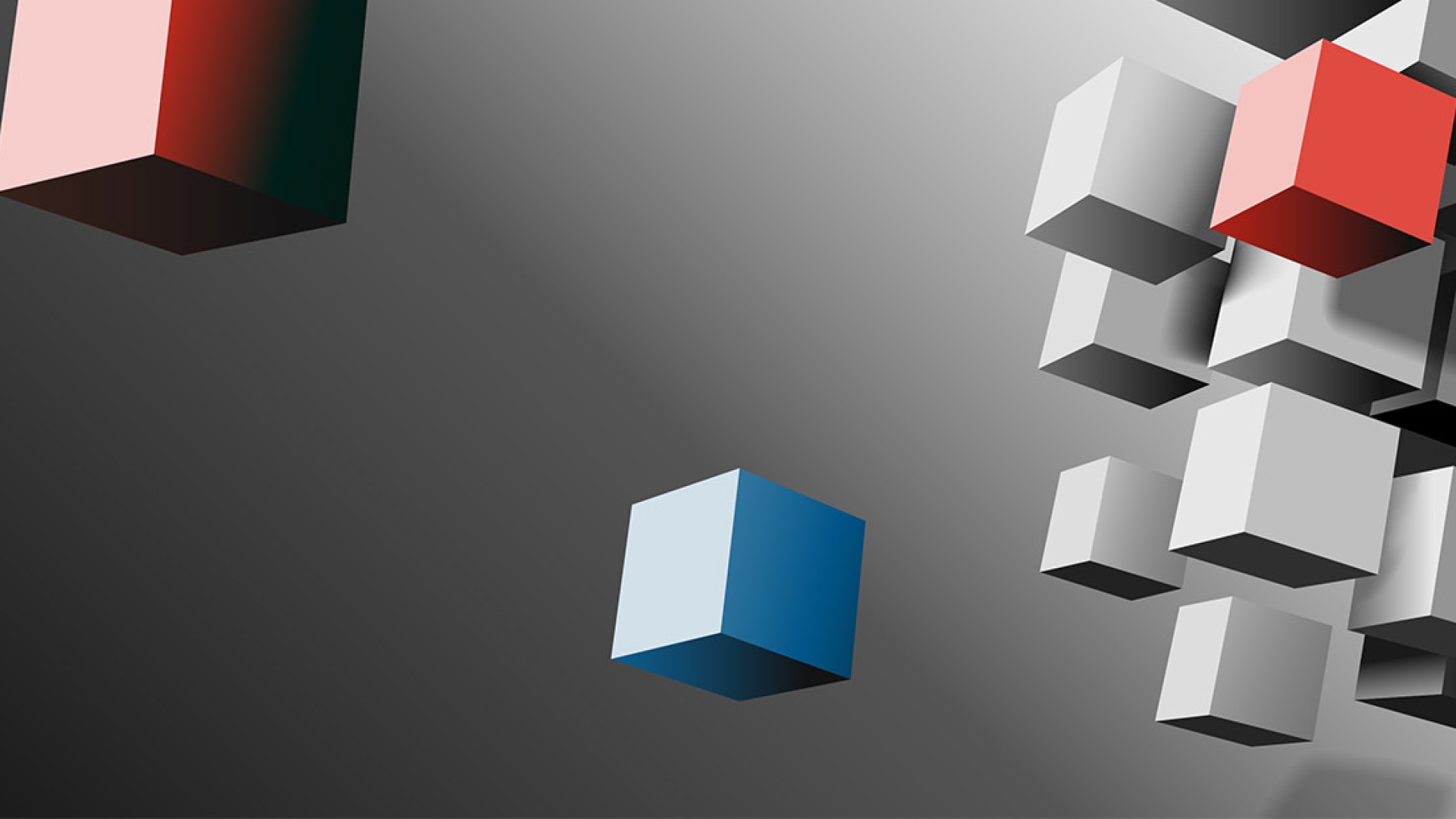 3D boxes floating in front of grey background
