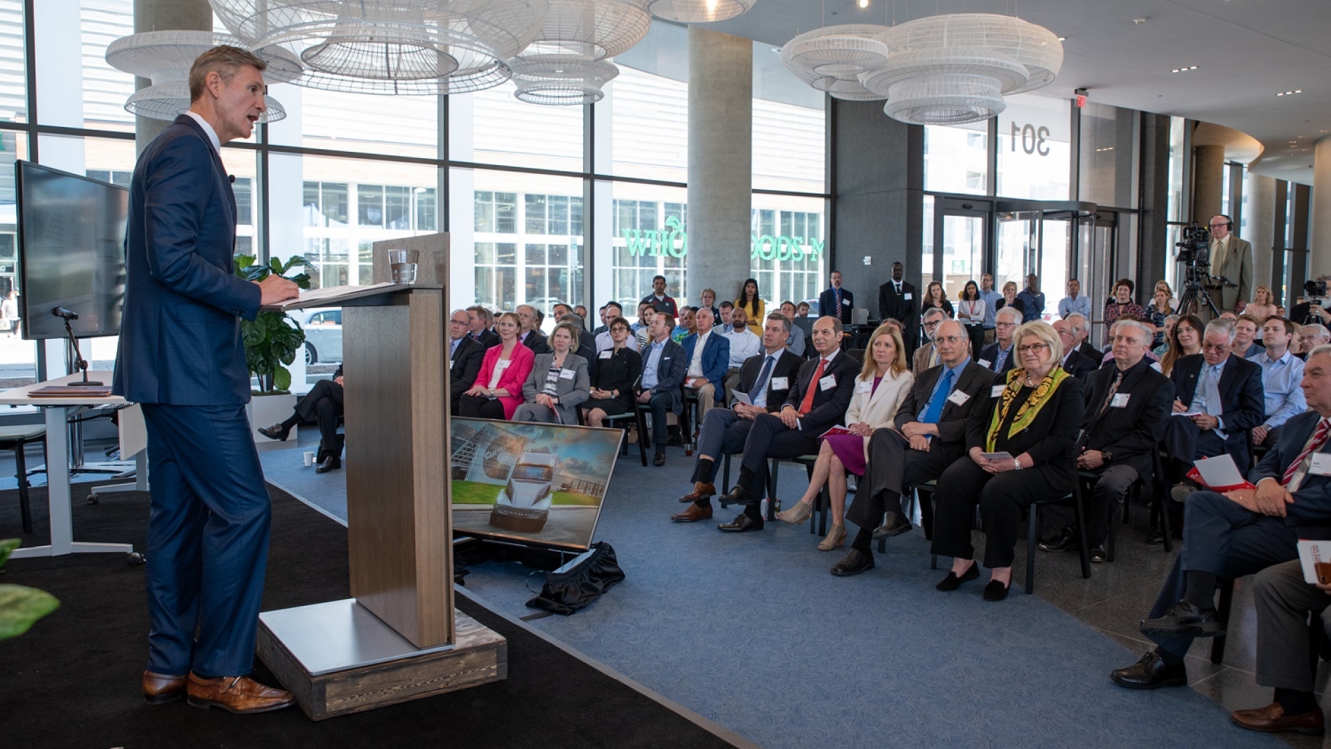 Cummins CEO Tom Linebarger addresses the company's Annual Meeting in Indianapolis. 