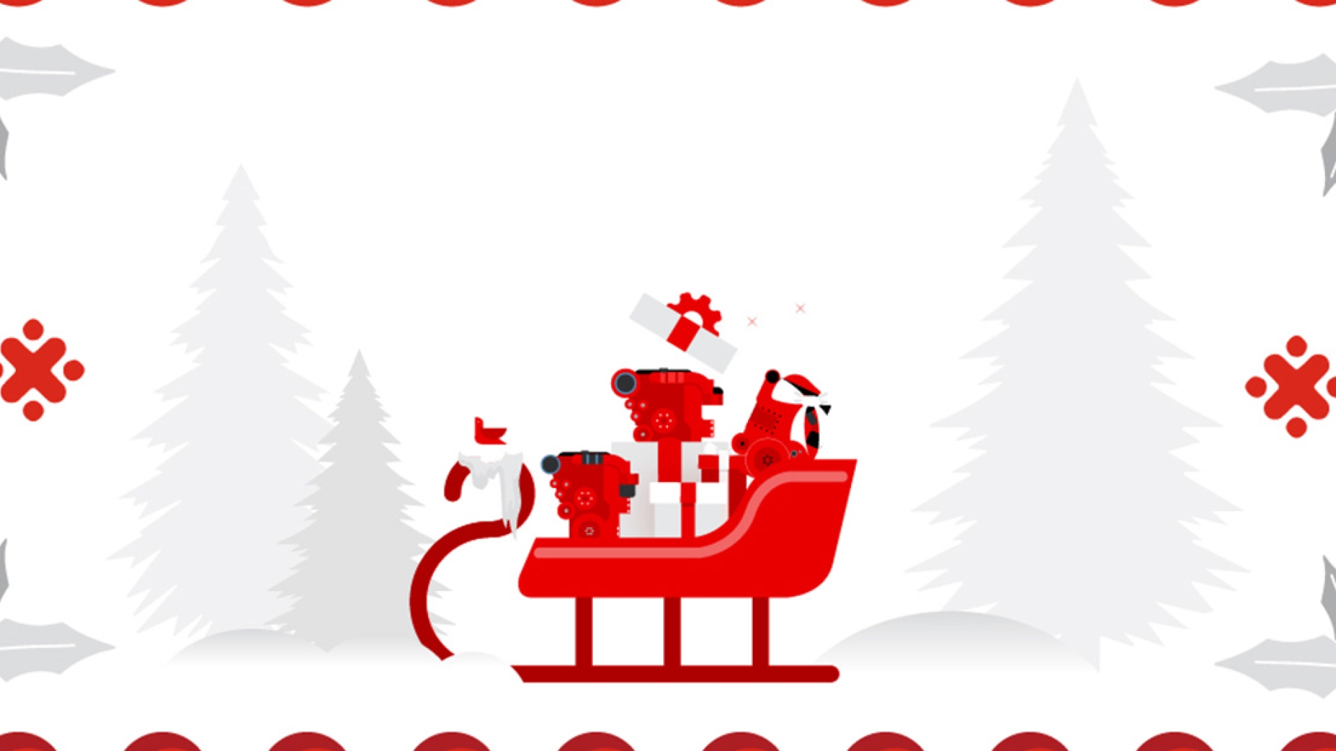 Animated engines in red sleigh