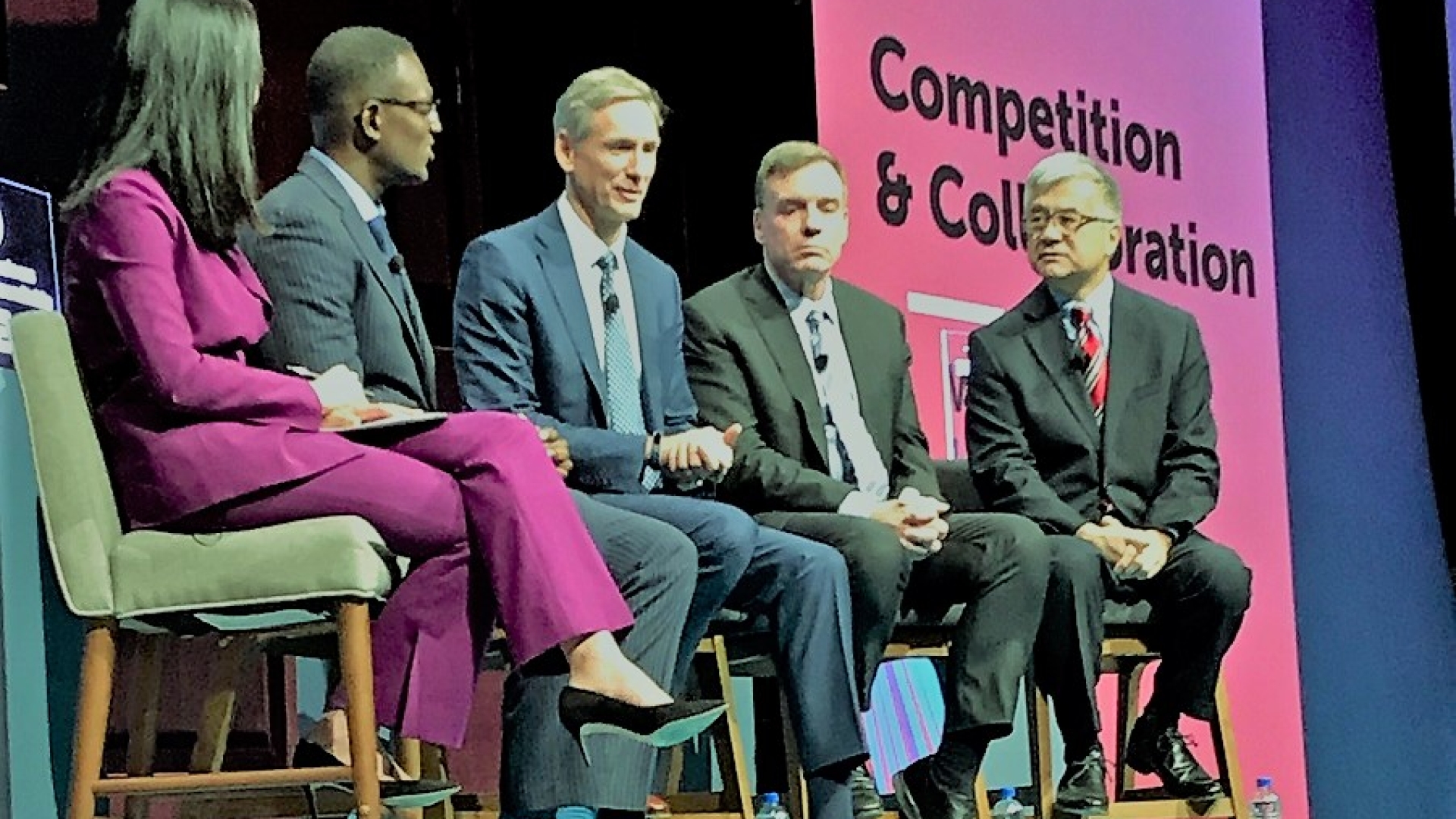 Cummins Chairman and CEO Tom Linebarger (center) participates in a panel on trade with China sponsored by the Business Roundtable.