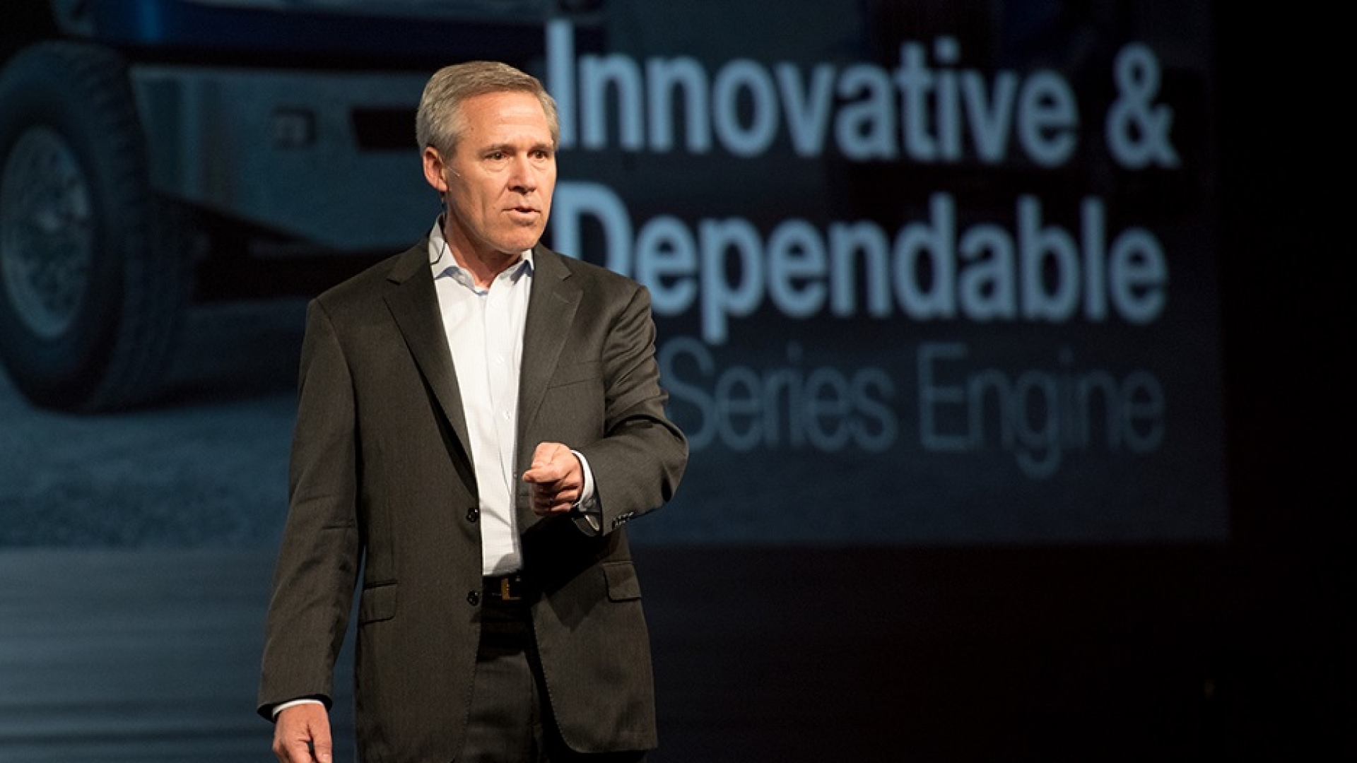Cummins executive Tony Satterthwaite, shown here at a management conference in 2017, testified today before a House Committee on climate change.