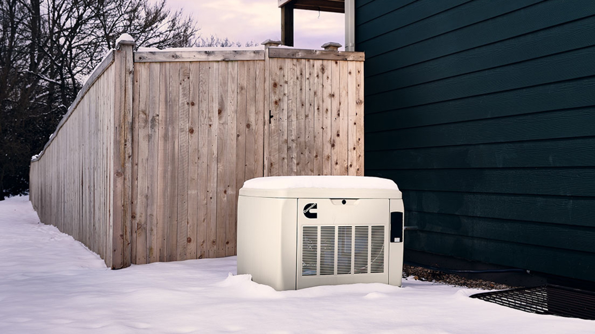 home generator in the snow