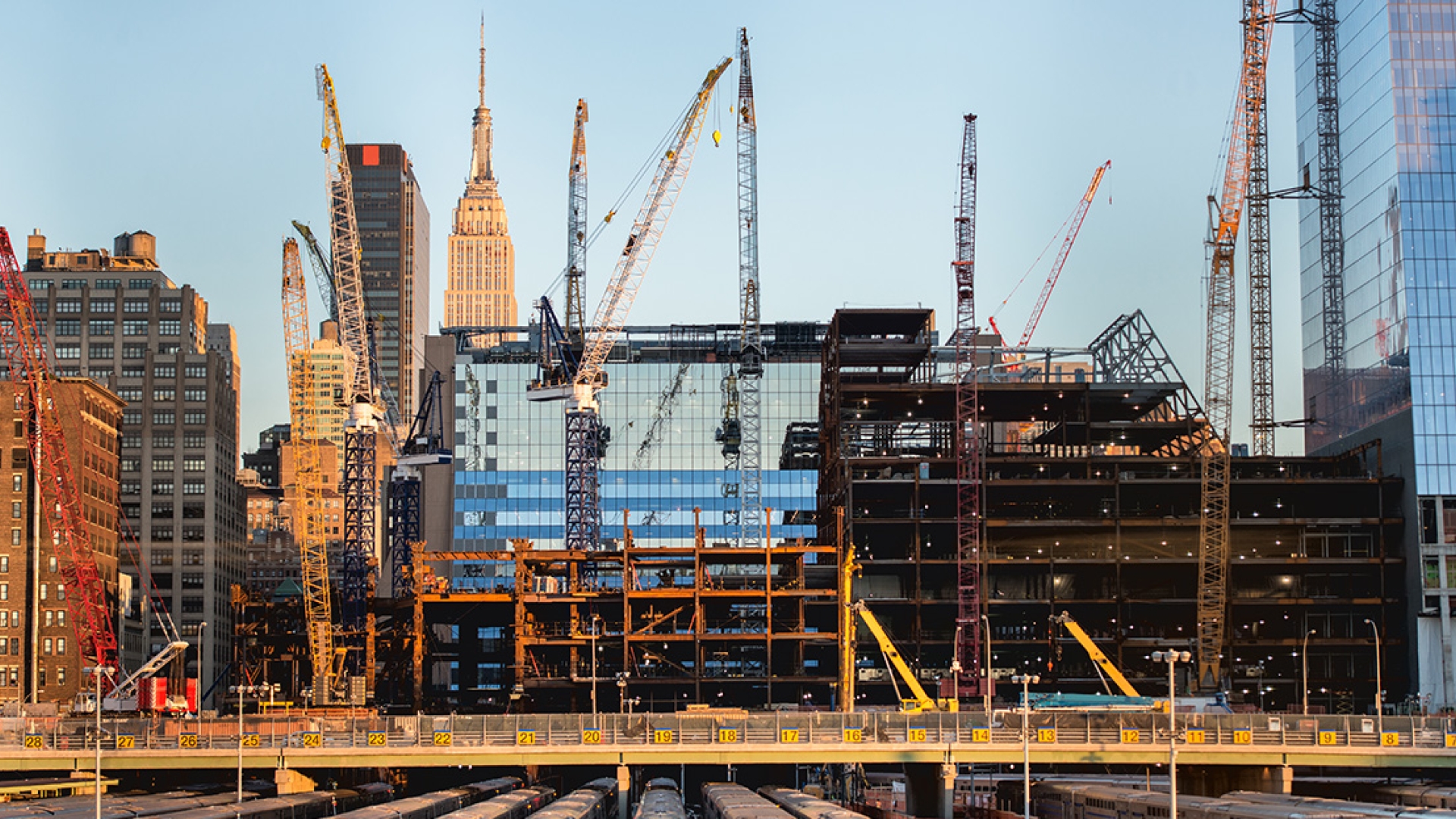 downtown city construction scene 