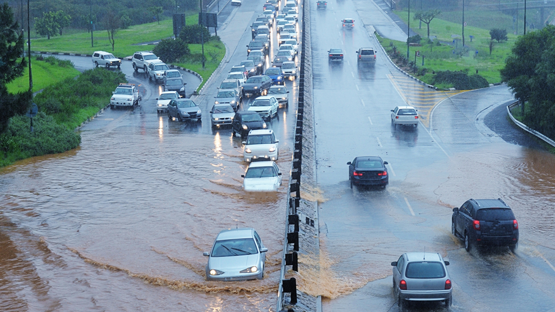 Massive flooding on road