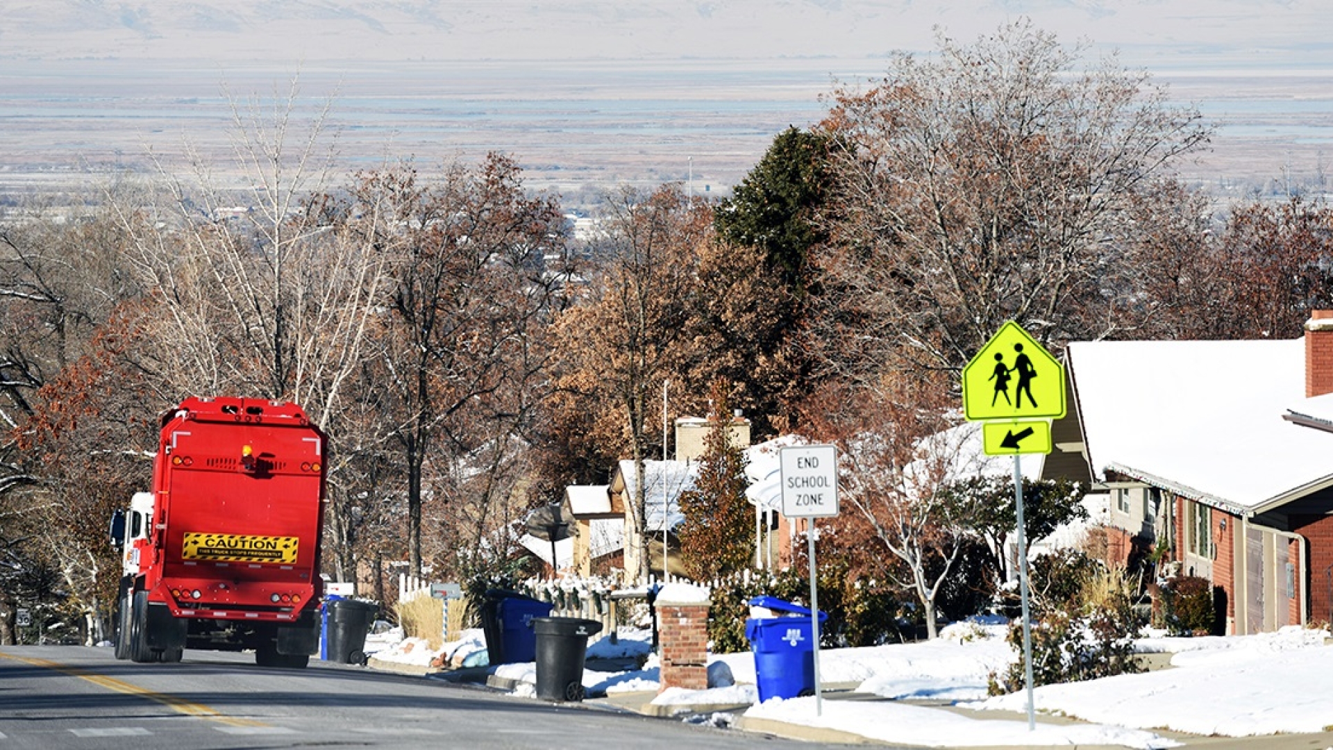 Suburban neighborhood during the winter