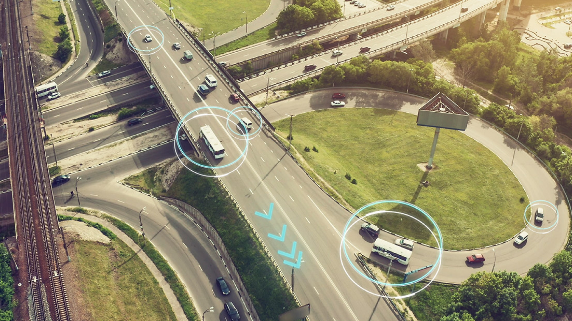 aerial view of highway system