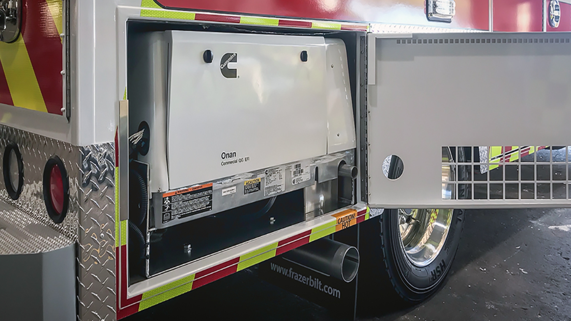 Cummins portable generator inside a truck