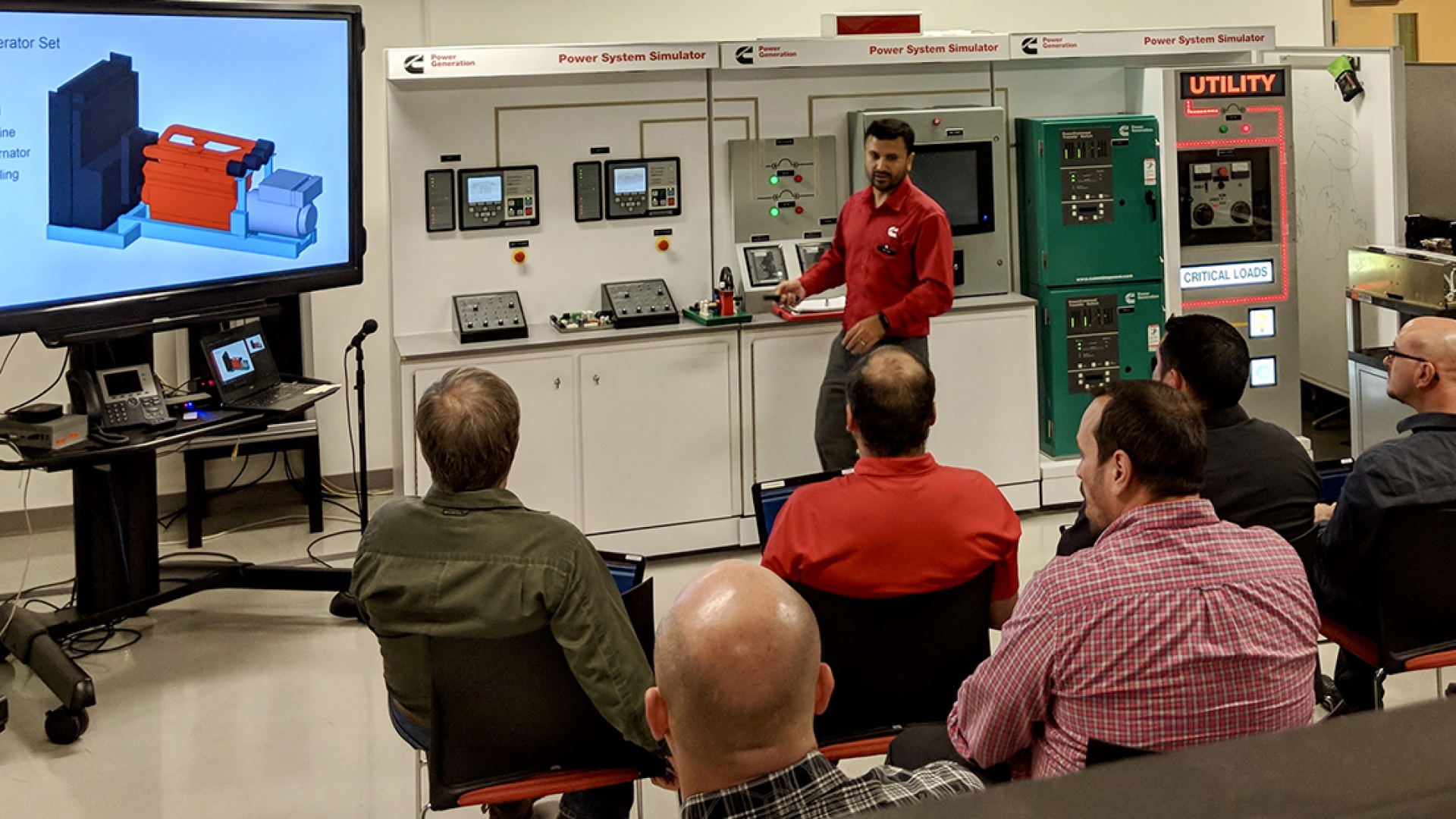 Participants see live, in-house demonstrations of the Power System Simulator and transfer switch as part of the workshop.