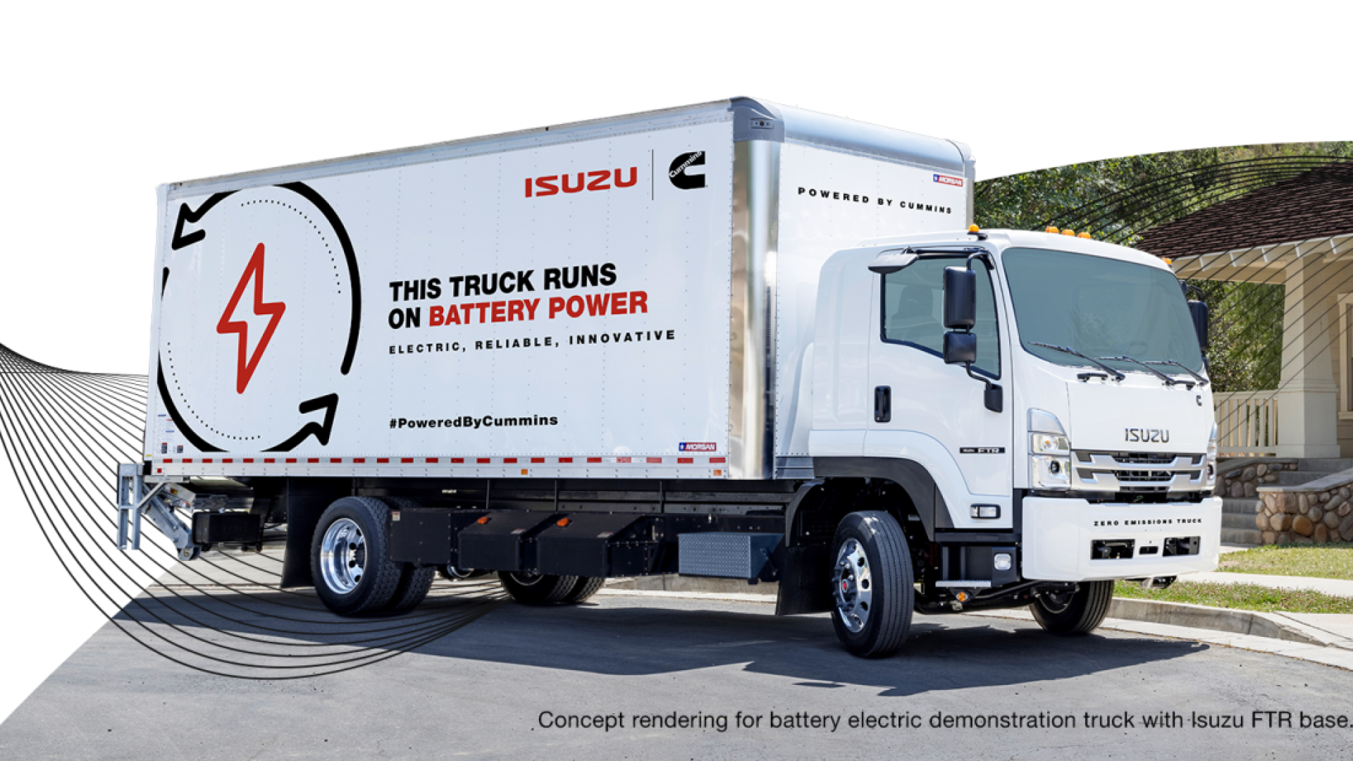 Concept rendering for battery electric demonstration truck with Isuzu base