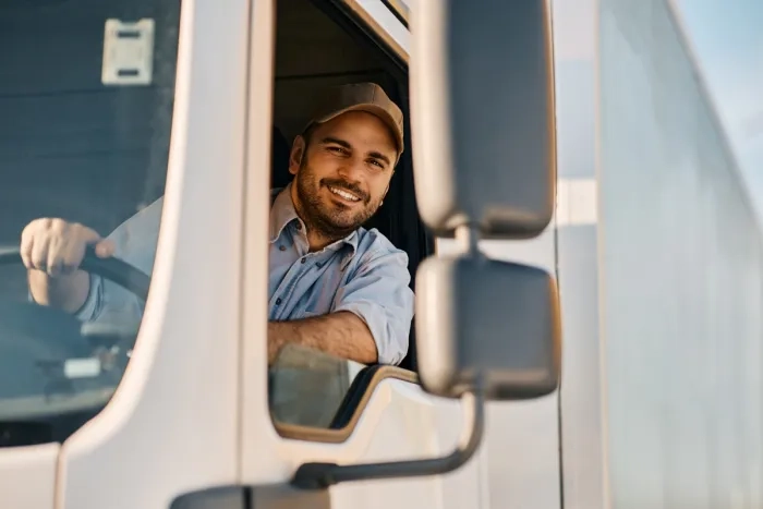 man driving truck