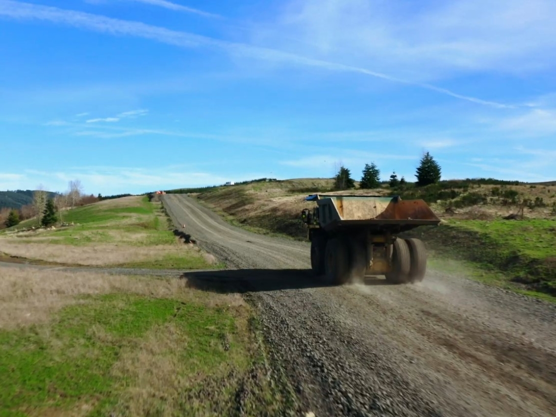 Mining Dump truck on a dirt road