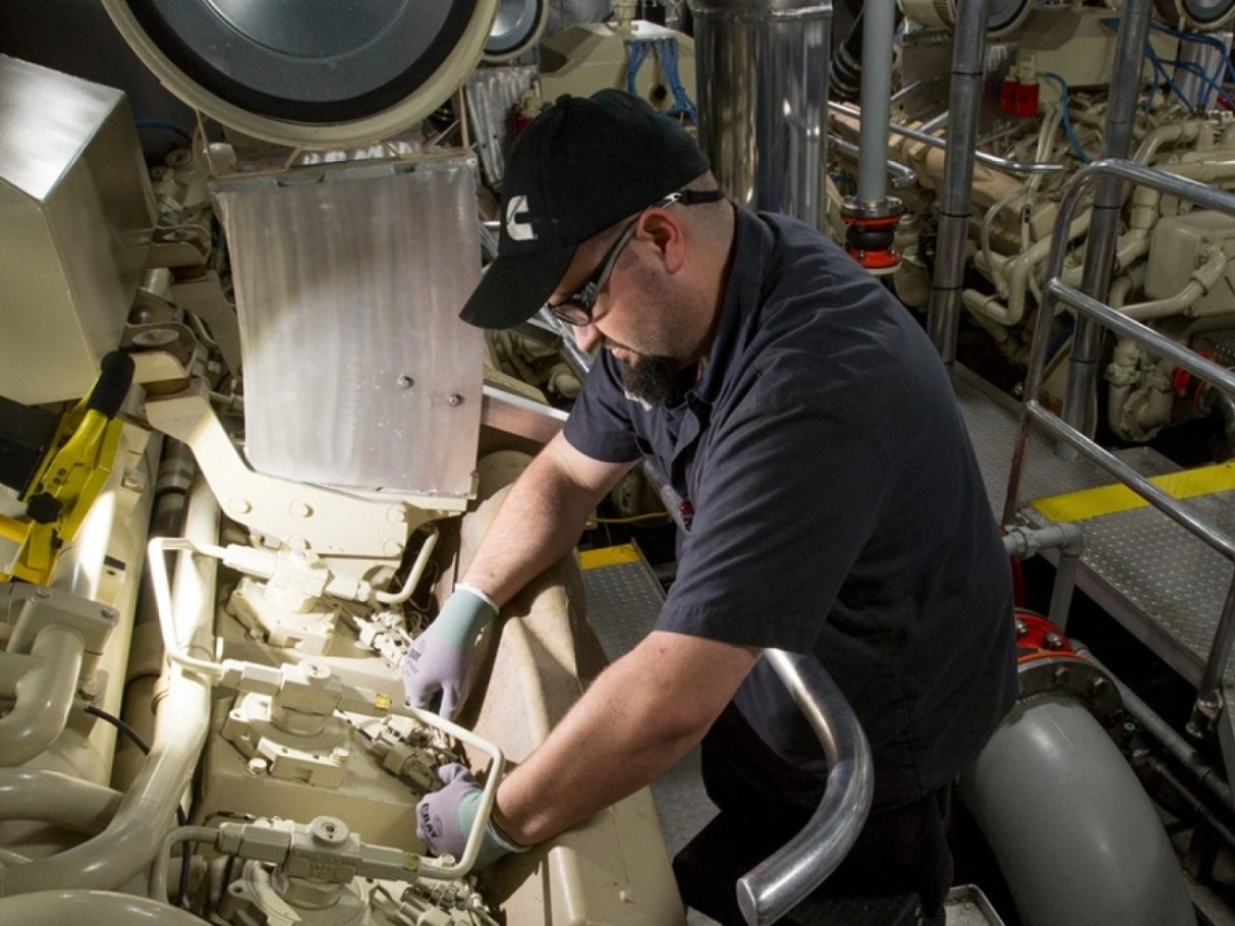 Marine service tech working