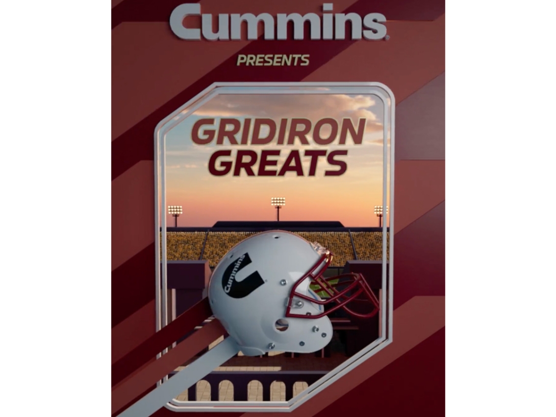 gridiron greats card with football helmet