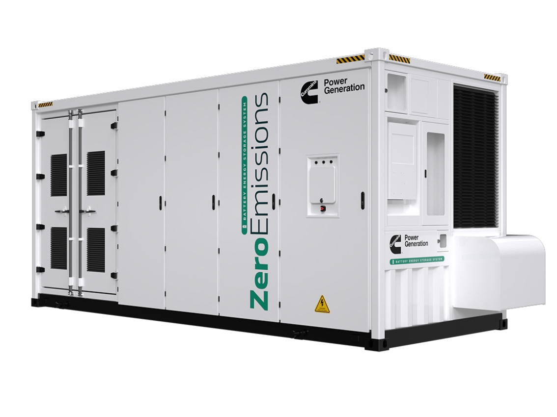 Cummins Zero Emissions battery energy storage system (BESS) enclosed in a containerized unit for energy storage and backup power applications