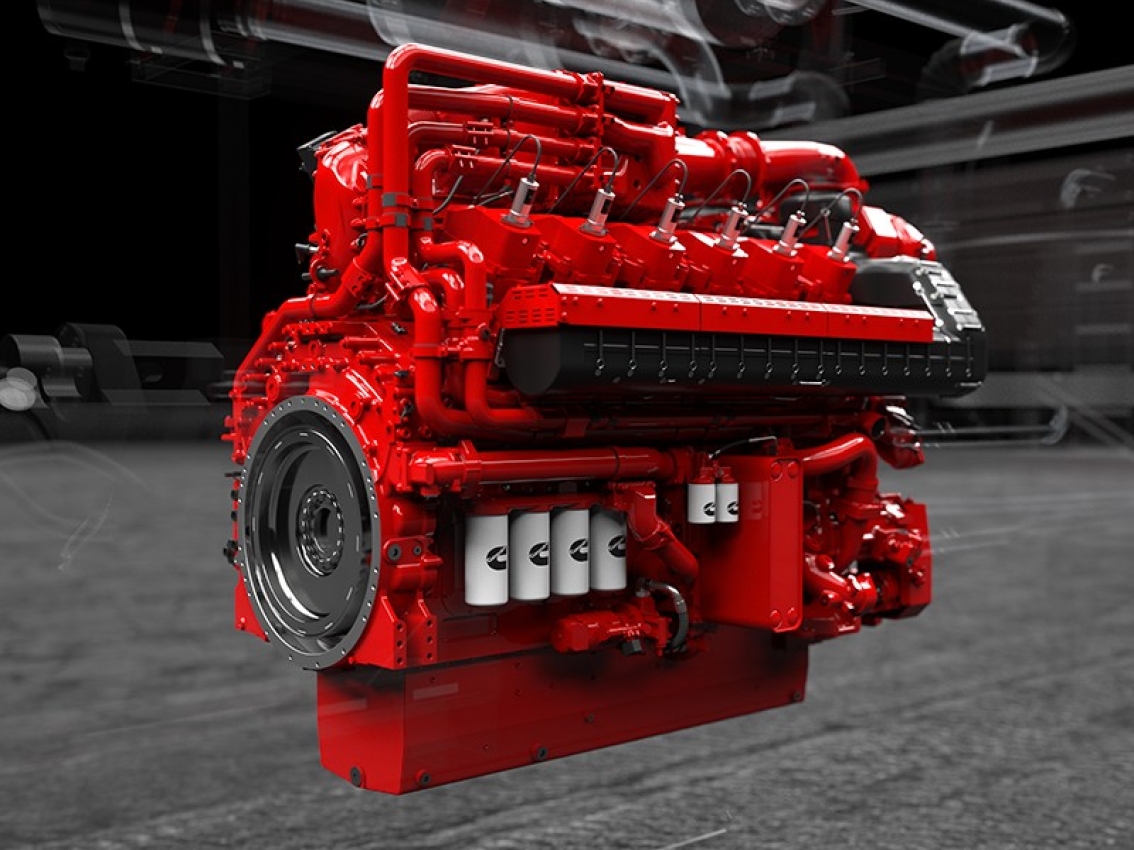 HSK78G engine with visible filtration, piping and engine components.