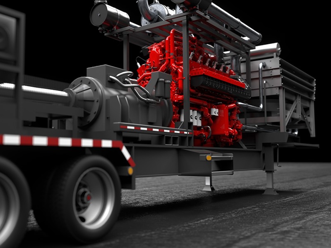 Cummins HSK78G engine mounted on a trailer with integrated heavy-duty engine and equipment.