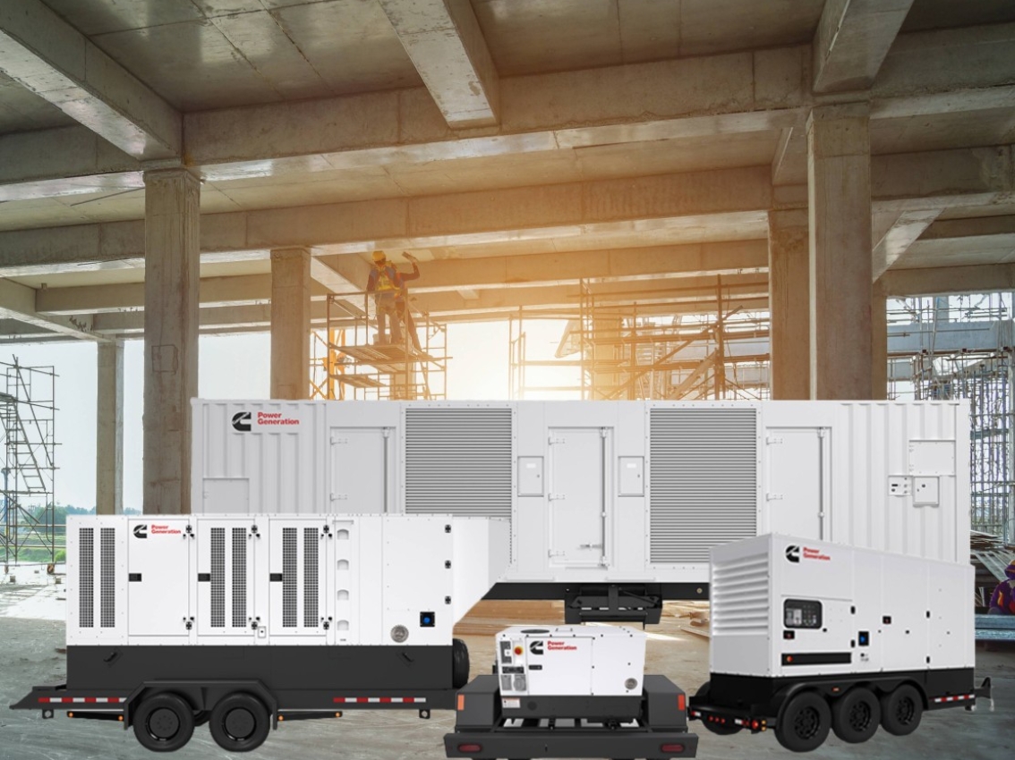 Cummins power generation rental generators at an active construction site